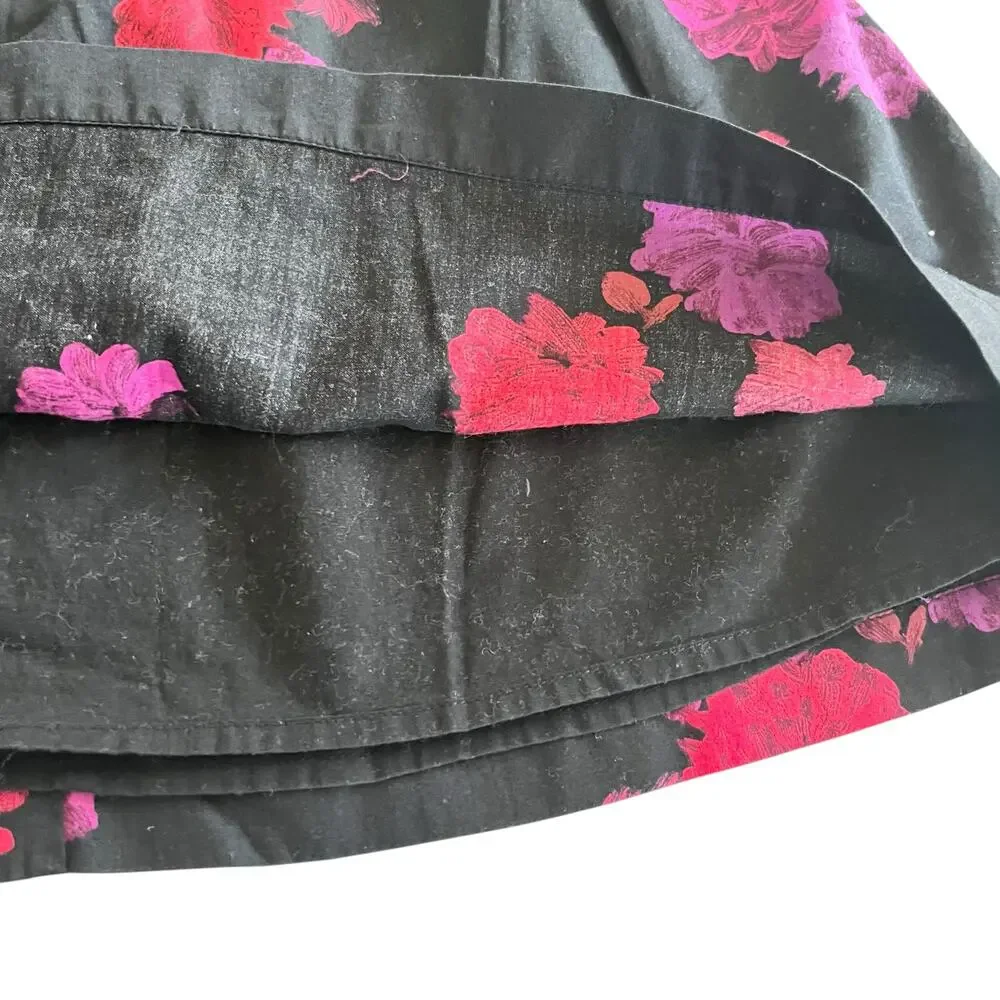 Gap Kids Girls Sleeveless Crew-Neck Cotton Dress Black Pink Floral 6-7